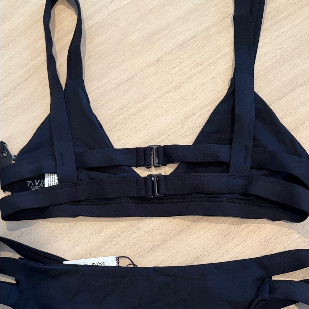 Tavik Black Bikini Set Strappy Minimal Swimwear NWT Size S / M - Picture 3 of 7